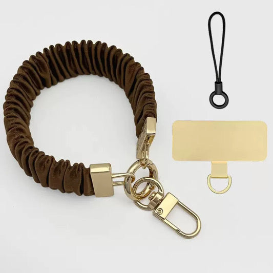 Satin Scrunchie Wrist Keychain with Phone Patch & Strap