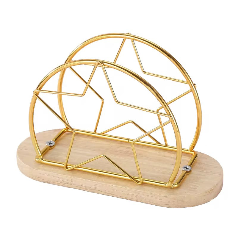 Star Wire Napkin Holder with Wood Base