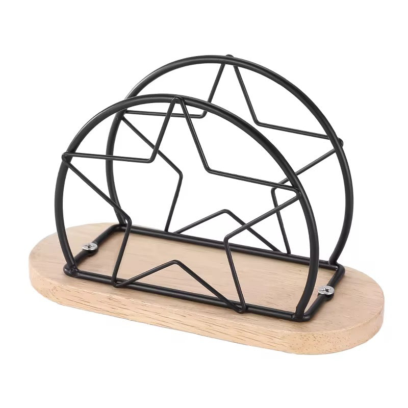 Star Wire Napkin Holder with Wood Base