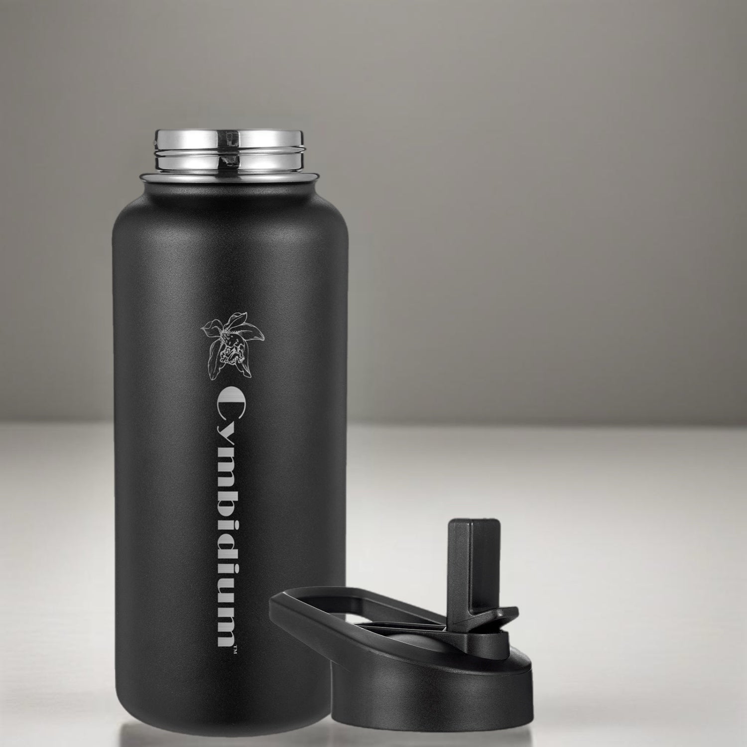 32oz Black Insulated Water Bottle – Hot & Cold All Day – Cymbidium™
